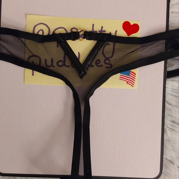 🖤 VS Very Sexy Midnight Affair Rose Embroidery Faux Leather Thong Panty 🖤 - Picture 9 of 16